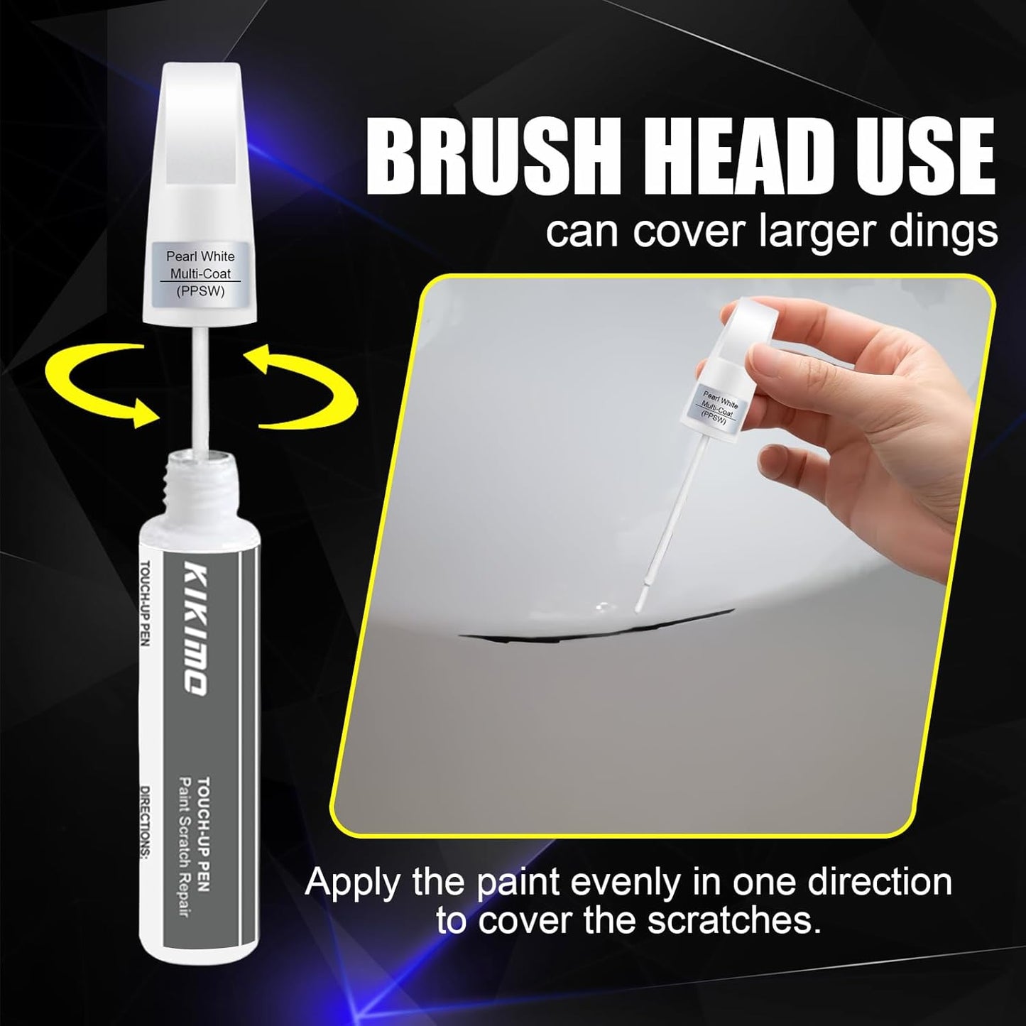 KIKIMO for Tesla Touch Up Paint(Midnight Silver Metallic(PMNG)), Car Paint Repair Kit for Tesla Model Y/3/S/X, 2 In 1 Scratches Repair with Pen Tip and Brush, Color-Matched for Quick & Easy Fix