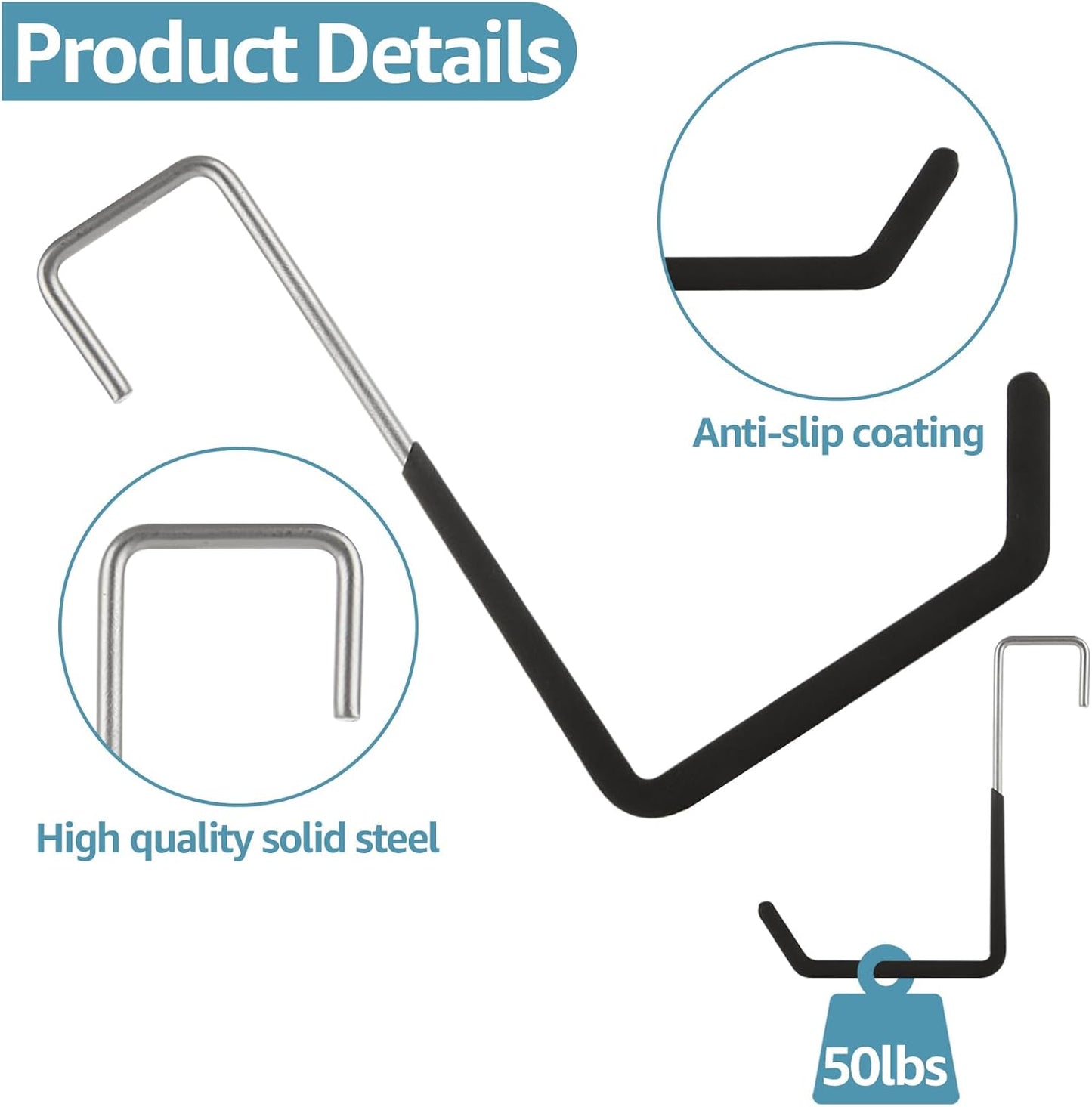 Acrux7 16 Pack Rafter Hooks Heavy Duty Rafter Hanger Vinyl Coated Large S Hooks for Hanging Ladder Bike Hangers Garage Storage Organizer (Black)