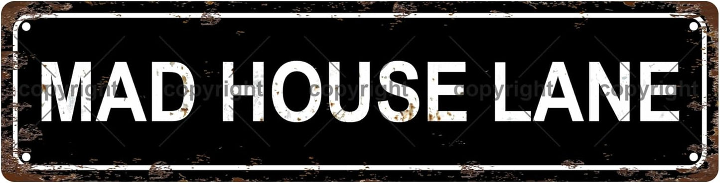 MAD HOUSE LANE Space Vintage Metal Tin Sign, Street Sign, Home Decor, Room Decor, Wall Decor, Bathroom Decor, Bar Decor, Cafe Decor, Garage Decor, 16 x 4 Inch