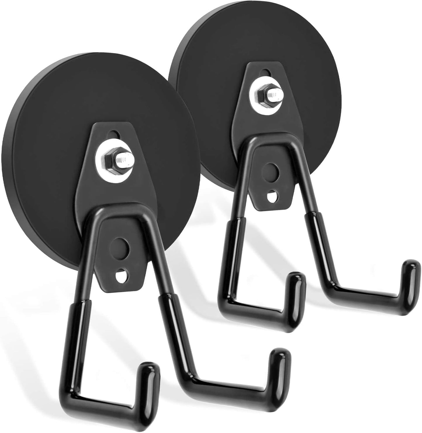 Magnetic Hooks Heavy Duty, 45 lbs Pulling 3.46" Strong Magnetic Hooks with Anti-Slip Coating, 2 Pcs Industrial Strength Utility Magnet Hooks, for Cordless Drills Hanging, Metal Cabinets, Tool Pegboard