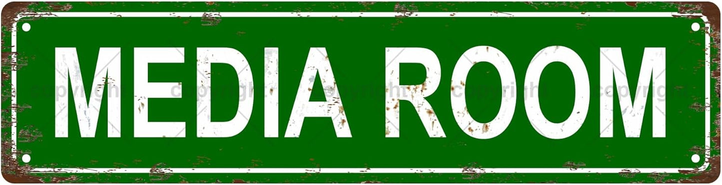 MEDIA ROOM Space Vintage Metal Tin Sign, Street Sign, Home Decor, Room Decor, Wall Decor, Bathroom Decor, Bar Decor, Cafe Decor, Garage Decor, 16 x 4 Inch