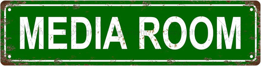 MEDIA ROOM Space Vintage Metal Tin Sign, Street Sign, Home Decor, Room Decor, Wall Decor, Bathroom Decor, Bar Decor, Cafe Decor, Garage Decor, 16 x 4 Inch