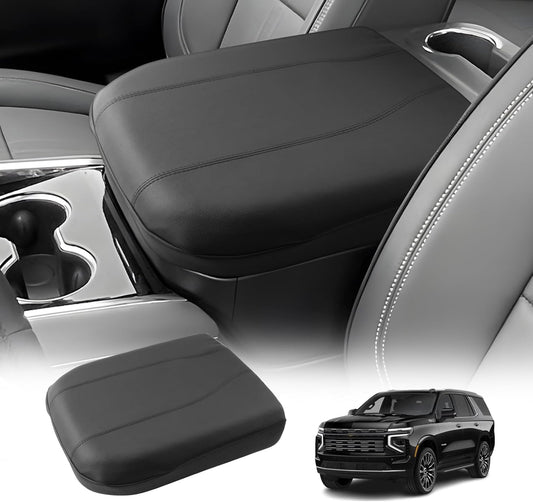 LUWU 2025 Suburban Tahoe Center Console Cover Compatible with 2025 Chevrolet Suburban Tahoe Accessories 2025 Chevy Suburban Tahoe Armrest Cover Armrest Console Cover (Thin Black)