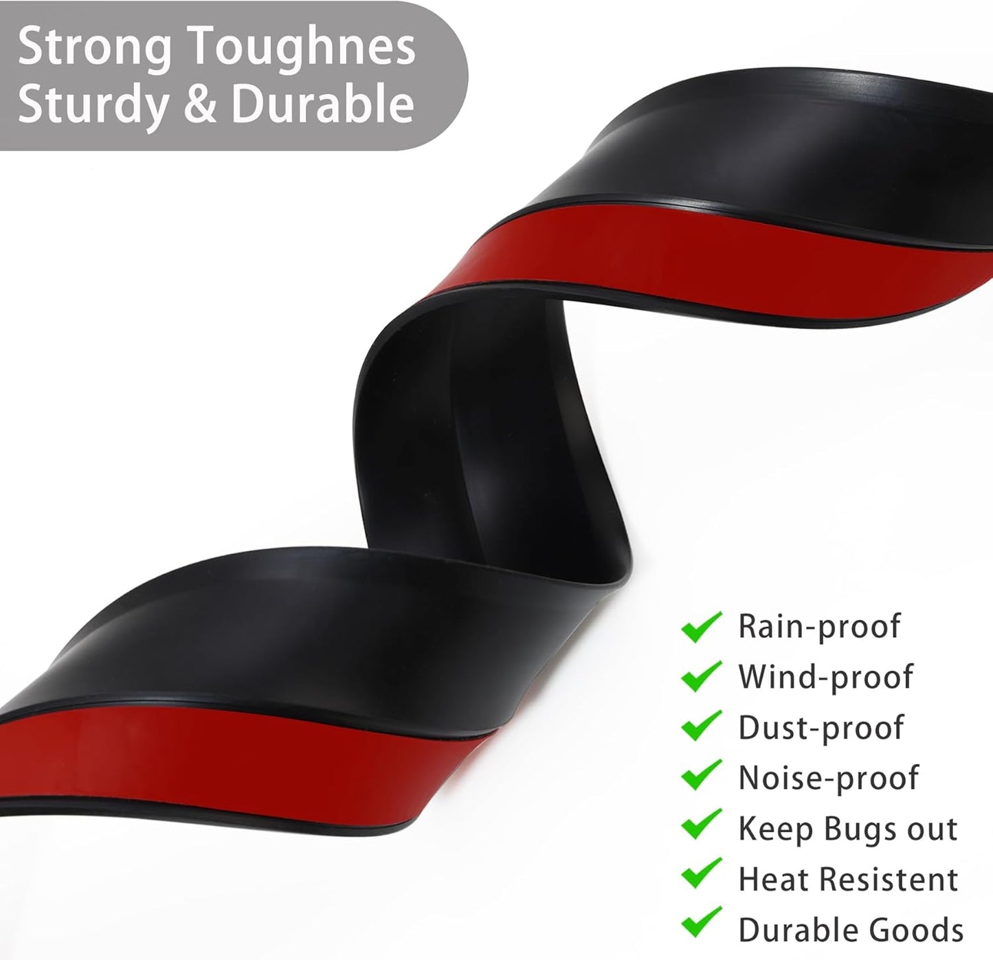 Gaahing Garage Door Top and Sides Seal Strip, Universal Weather Stripping, Self-Adhesive Weatherproofing Molding Trim with 40 Sets of Screws (Black, 32.8 FT)