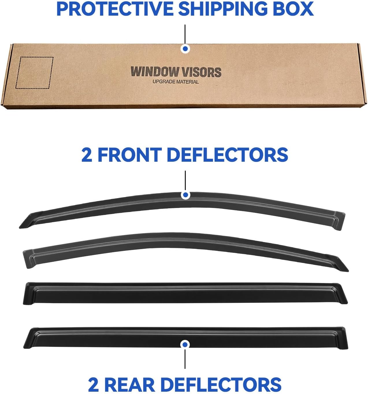 Window Visors Rain Guards Shield for 2004-2009 Toyota Sienna, Out-Channel Window Vent Wind Deflectors Visors Shades for 04 05 06 07 08 09 Sienna