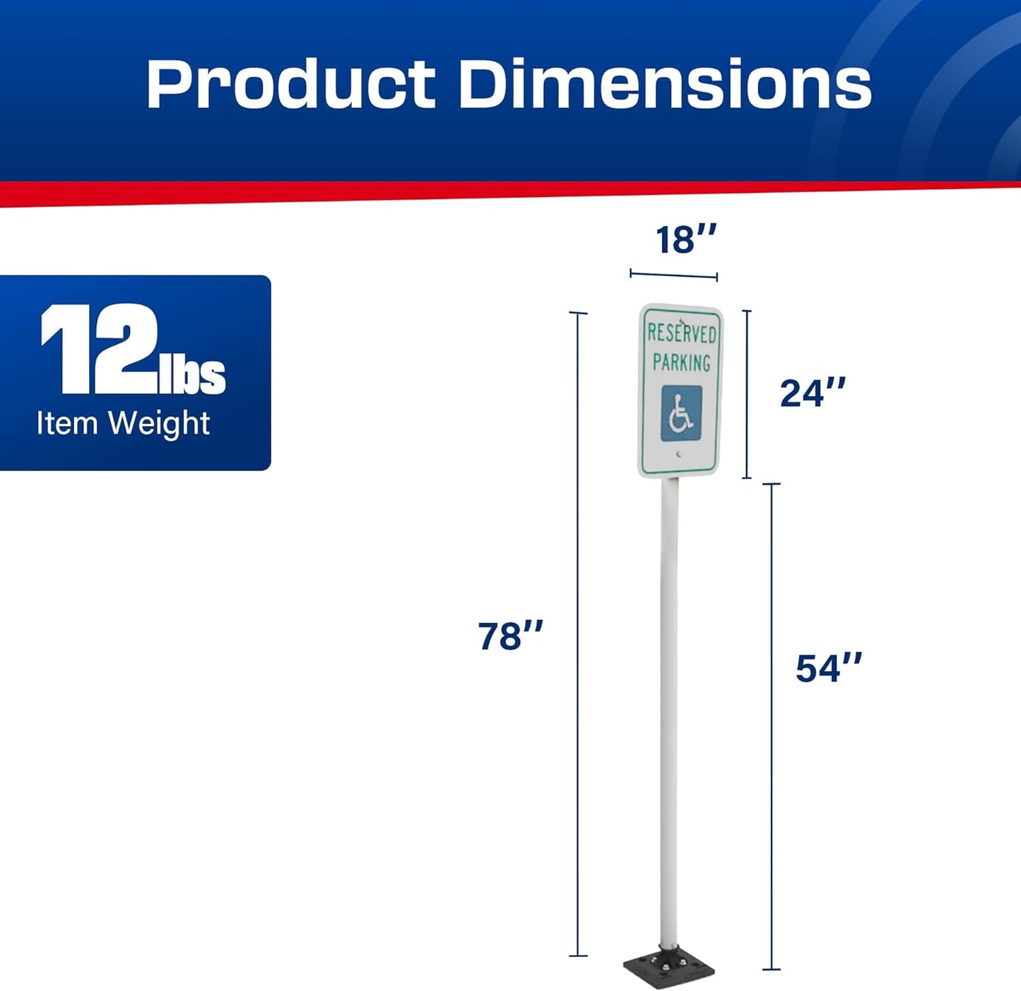 Impact Recovery - Sta-Rite Flexible Sign Post - Sign Holder - Handicap Parking Signs - Made in the USA - 78” Reserved Parking Signage