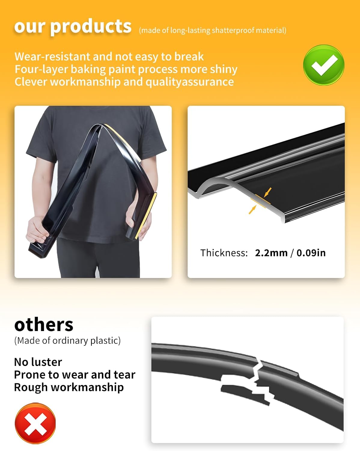 in-Channel Window Rain Guards Fit for Hyundai Palisade 2020 2021 2022 2023 2024 2025 Extra Durable Window Deflectors Window Visors Vent Shades Vent Visors Car Accessories-4 pcs Q23