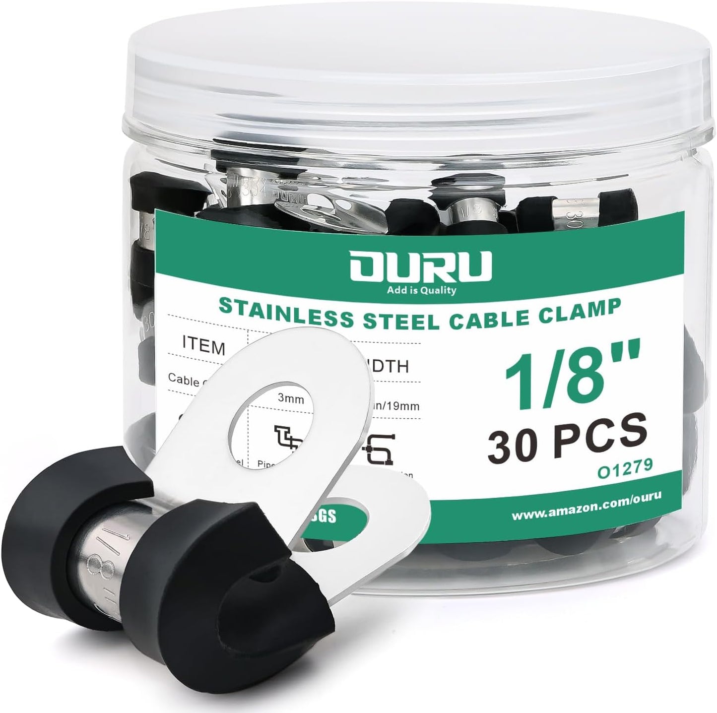 30pcs 1/8 Inch Stainless Steel Cable Clamps,Rubber Coated Cushioned Insulated Cable Clamp,Automotive Cable Wire Clamps,Pipe Clamps,Metal Clamp for Tube,Lines,Wire Cord Installation(Black,3mm)