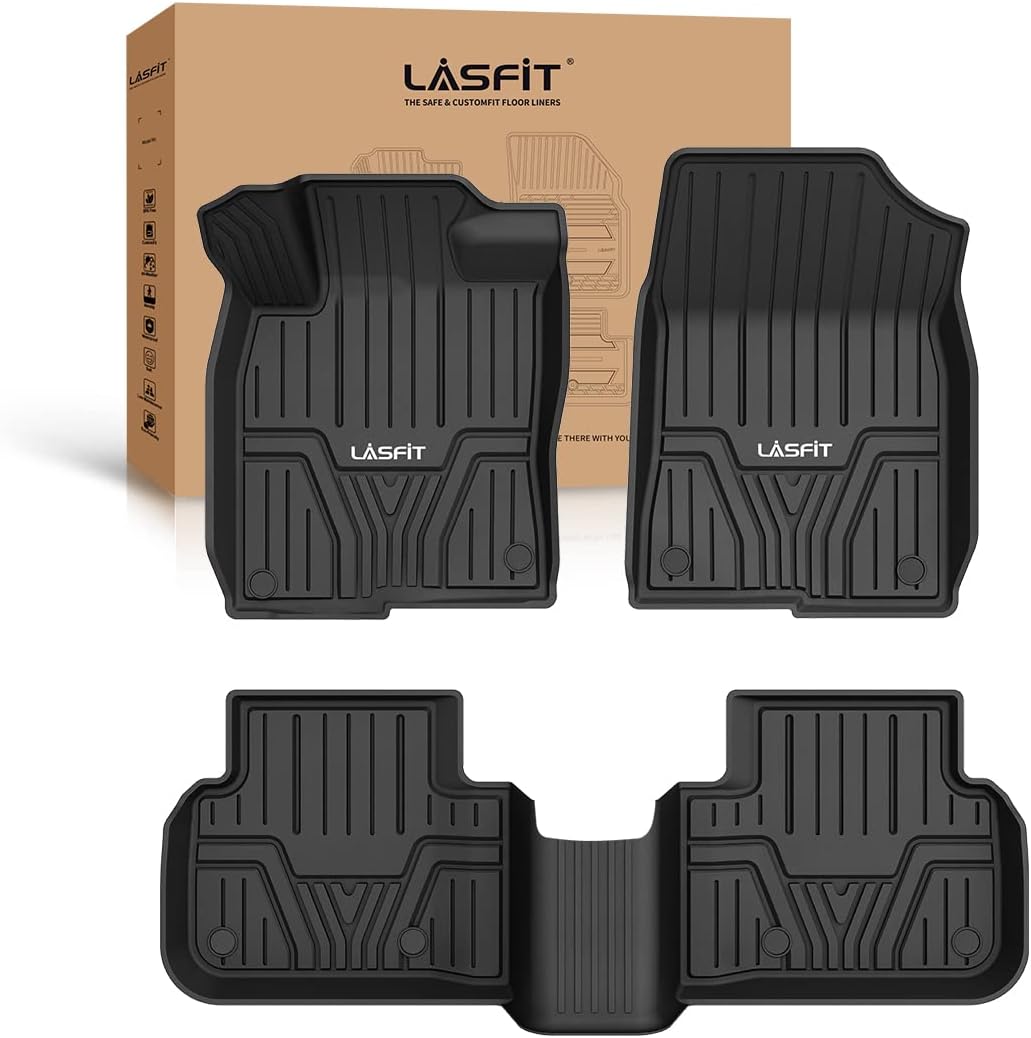 LASFIT Floor Mats for Honda Civic 2022-2025 2026 (Fits Rear Seats with USB Ports)| for Acura Integra 2023-2025, All Weather Car Floor Liners, 1st & 2nd Row, Black