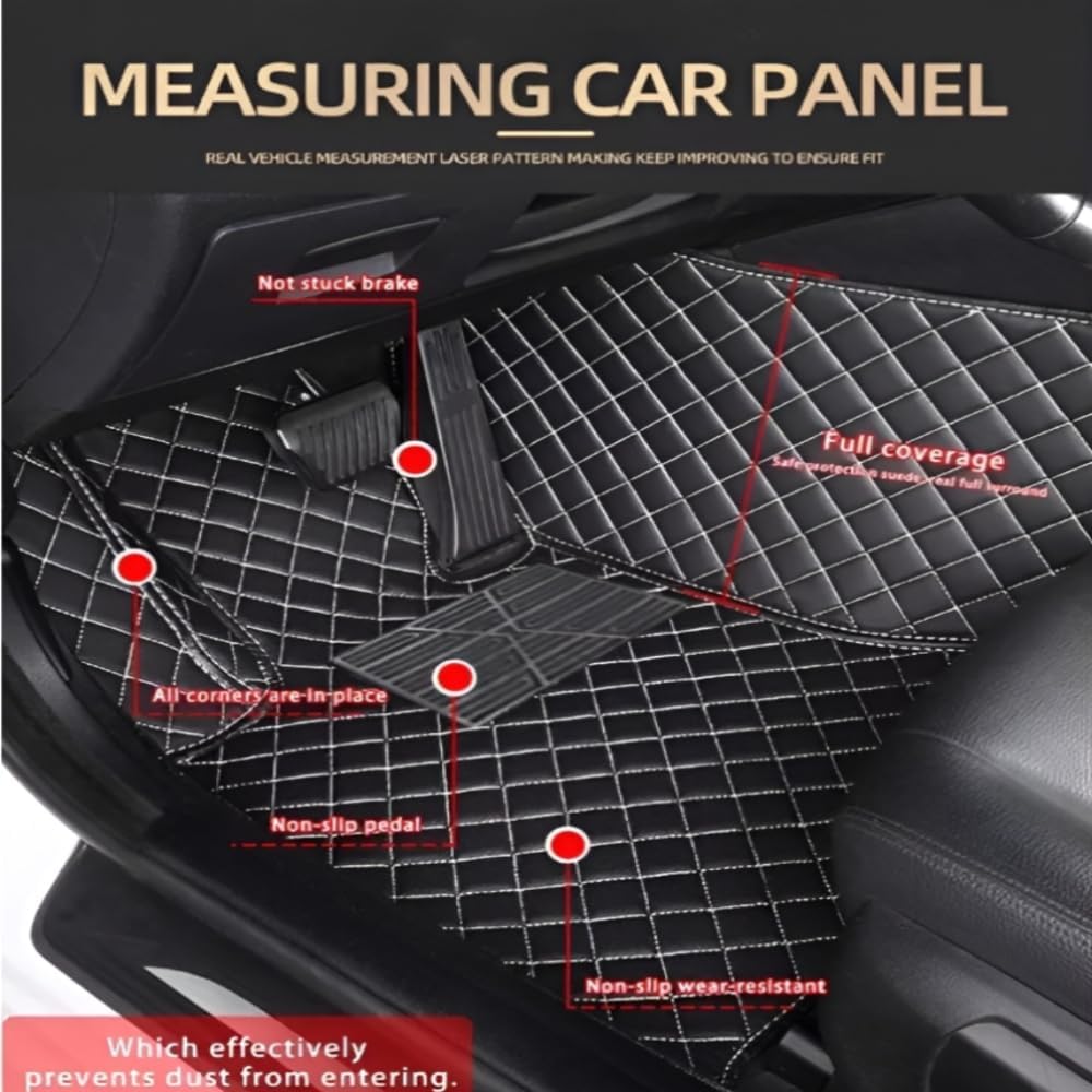 Add Personal Touch to Your Vehicle with IMEISH Customizable Logo Text Car Mats for 99% of vehiclesPads Protection Non-Slip Leather Floor Liners (Side red Rice Medium Black Beige)