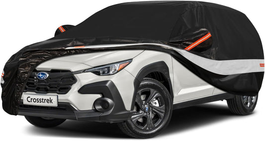 10 Layers SUV Car Cover Custom Fit for Subaru Crosstrek (2017-2025) Waterproof All Weather for Automobiles, Outdoor Full Cover Sun UV Rain Protection with Cotton.Black