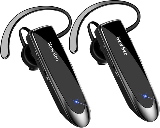 [2 Pack] Bluetooth Earpiece Wireless Handsfree Headset V5.0 24 Hrs Driving with Mic 60 Days Standby Bluetooth Headset for iPhone Android Samsung Driver