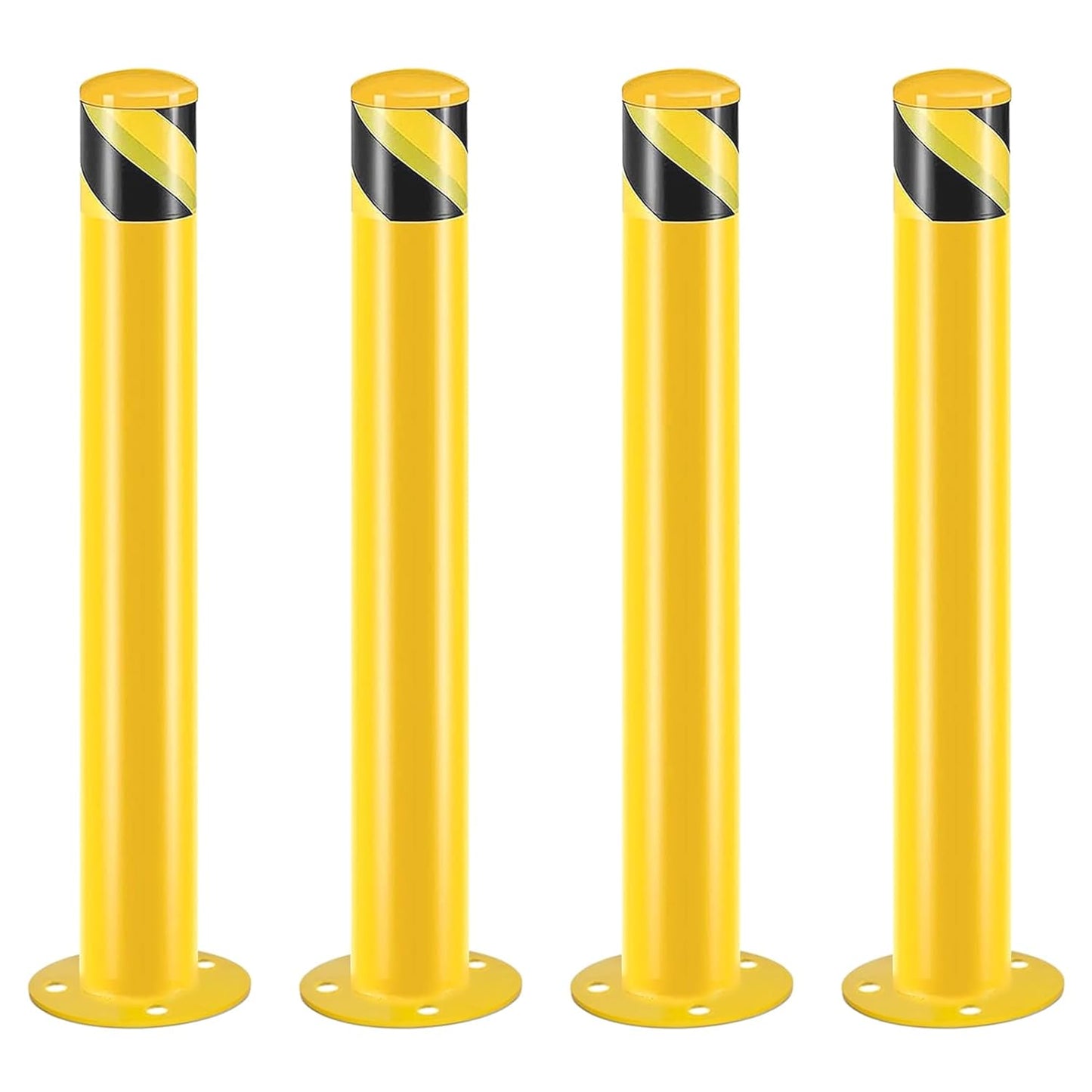 Safety Bollard Post, Steel Bollards,Parking Bollard, Yellow Powder Coated Safety Parking Barrier Post, for Traffic Sensitive Areas (4, 42"H*3"D)