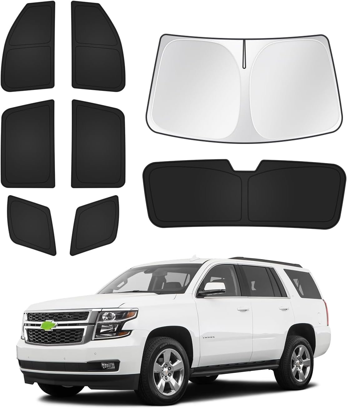 Sunshades for Chevrolet/Chevy Tahoe 2015-2020 Accessories Windshield Sun Shade Side Rear Window Shade Cover Sun Visor Shield Privacy Protection Keep Vehicle Cool Black 8PCS