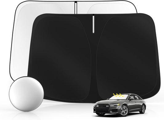 Windshield Sun Shade for Audi A6 2019-2025 Foldable Sunshade Custom Fit Front Window Car Interior Accessories Protector Blocks UV Rays