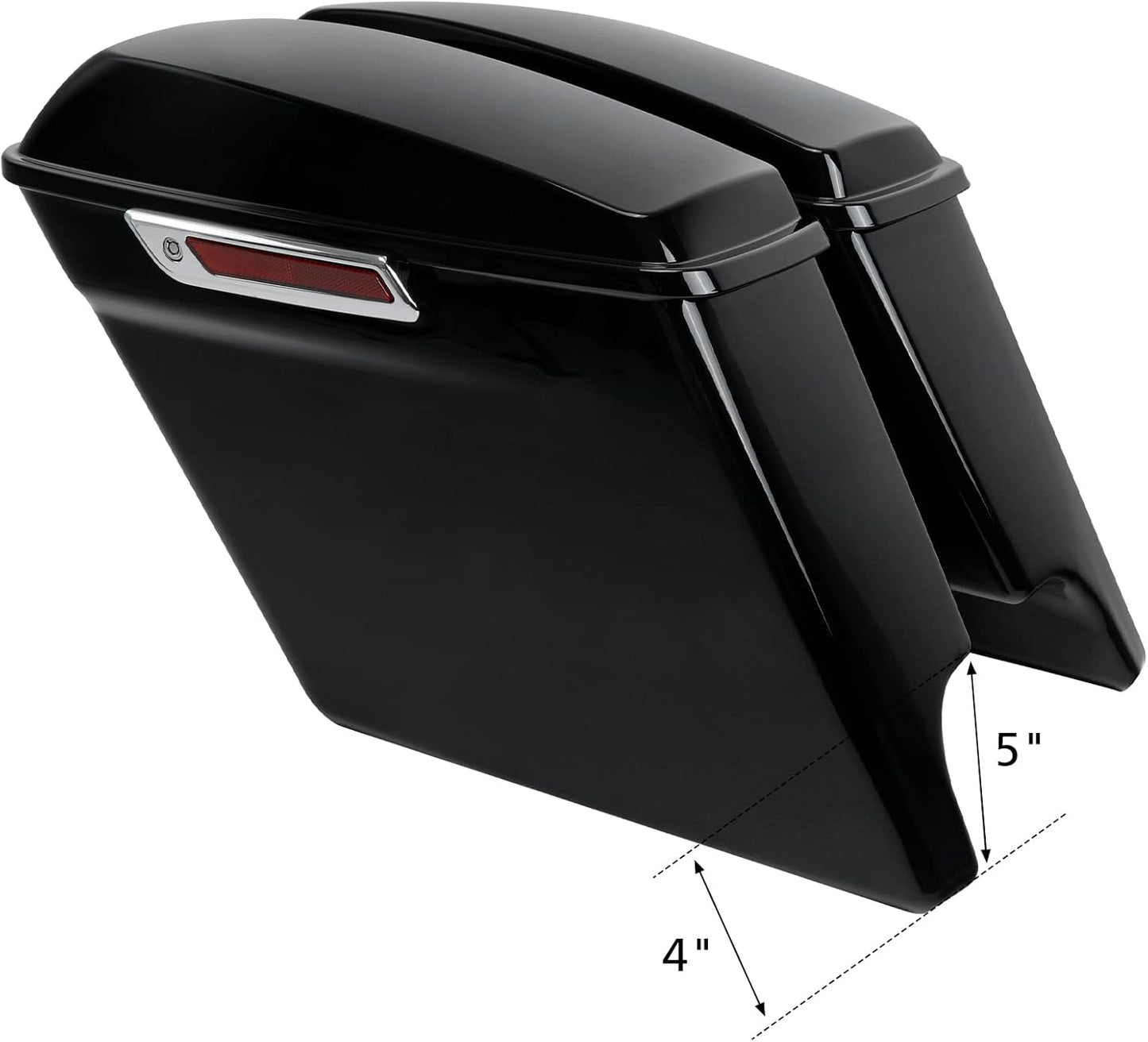 XFMT Motorcycle Vivid Black 5" Extended Stretched Hard Saddlebags Saddle Bags W/Chrome Latches For Harley Touring Road King Street Glide Road Glide Electra Glide Ultra Classic 2014-2023