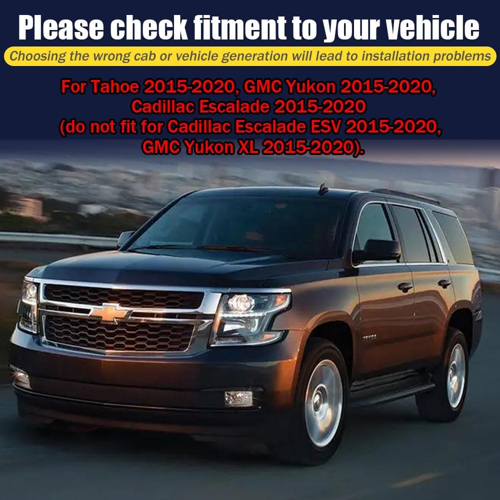 Rain Guards for Chevrolet (Chevy) Tahoe/GMC Yukon 2015-2020, Tape-on Side Window Deflectors for Chevrolet Tahoe, Window Visors for Chevrolet Cars, Car Accessories 4 Rain Guards ＆ 4 Car Coasters