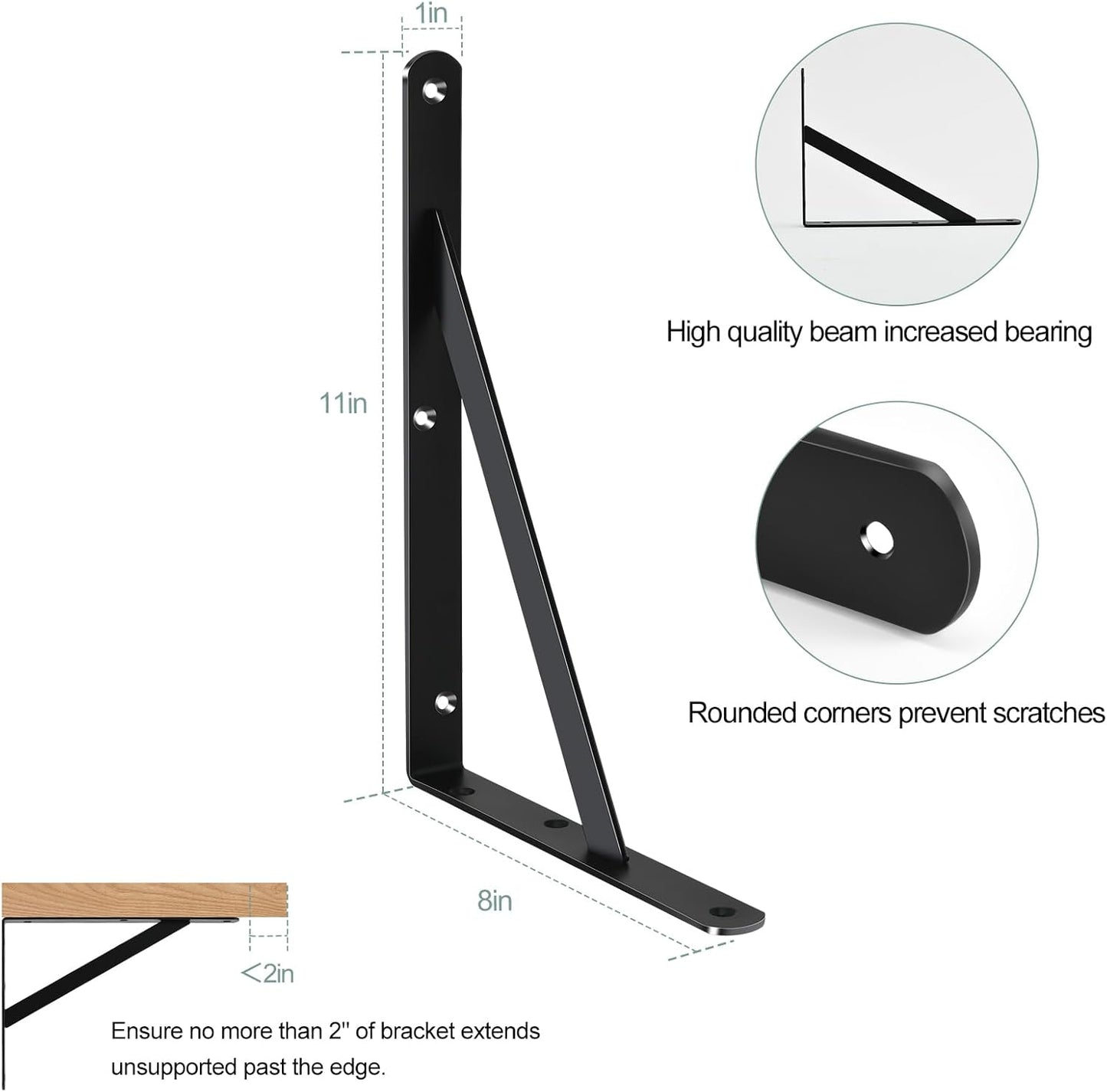 12 Pack L11 x H 8" Black Heavy Duty Shelf Brackets with Screws Metal Shelf Brackets Shelf Support Angle Brackets for Shelves L Brackets Heavy Duty Floating Shelf Brackets