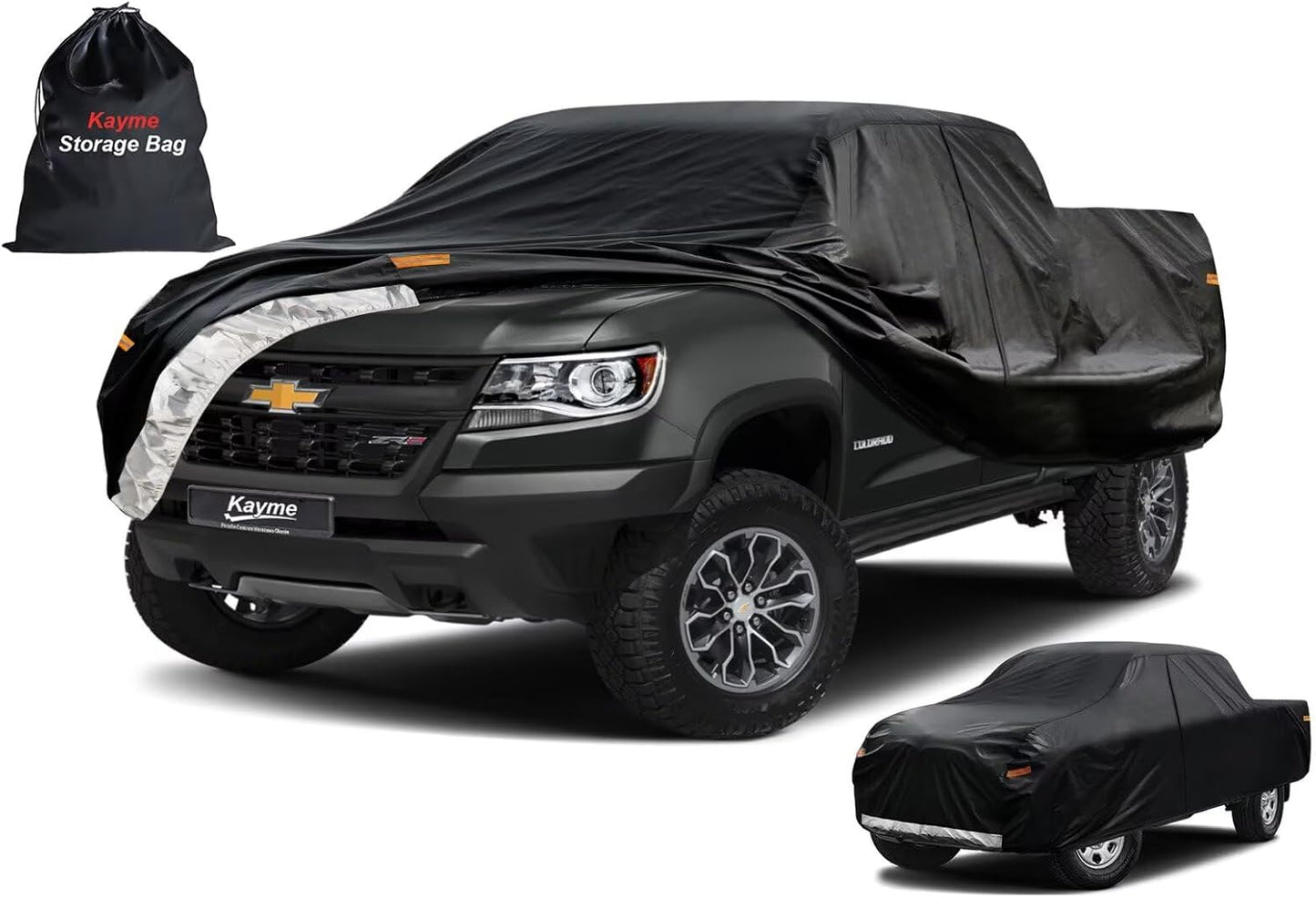 Kayme Truck Cover Custom Fit Chevrolet Colorado(2003-2025) Extended/Crew Cab SB. Full Exterior Heavy Duty Outdoor Pickup Truck Car Cover Waterproof All Weather.Car Tarp for Wind Sun Dust Protection.