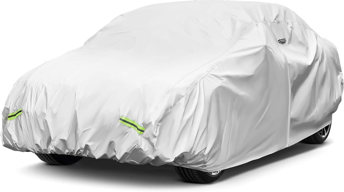 YOLENY Car Cover Waterproof All Weather Full Exterior Covers with Zipper,Universal Fit SedanToyota 86/Supra,Nissan 370Z/350Z,Audi A3,Kia Spectra,Acura Integra,Dodge Viper etc.(UP to 171 inch)