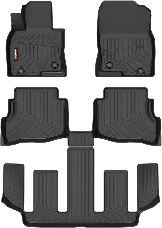 Binmotor-Floor Mats for 2020-2023 Mazda CX-9 6 Passenger(The 2nd Row Bucket Seats Without Center Console), All Weather Car Floor Liners Waterproof Heavy Duty Rubber for CX-9 Accessories