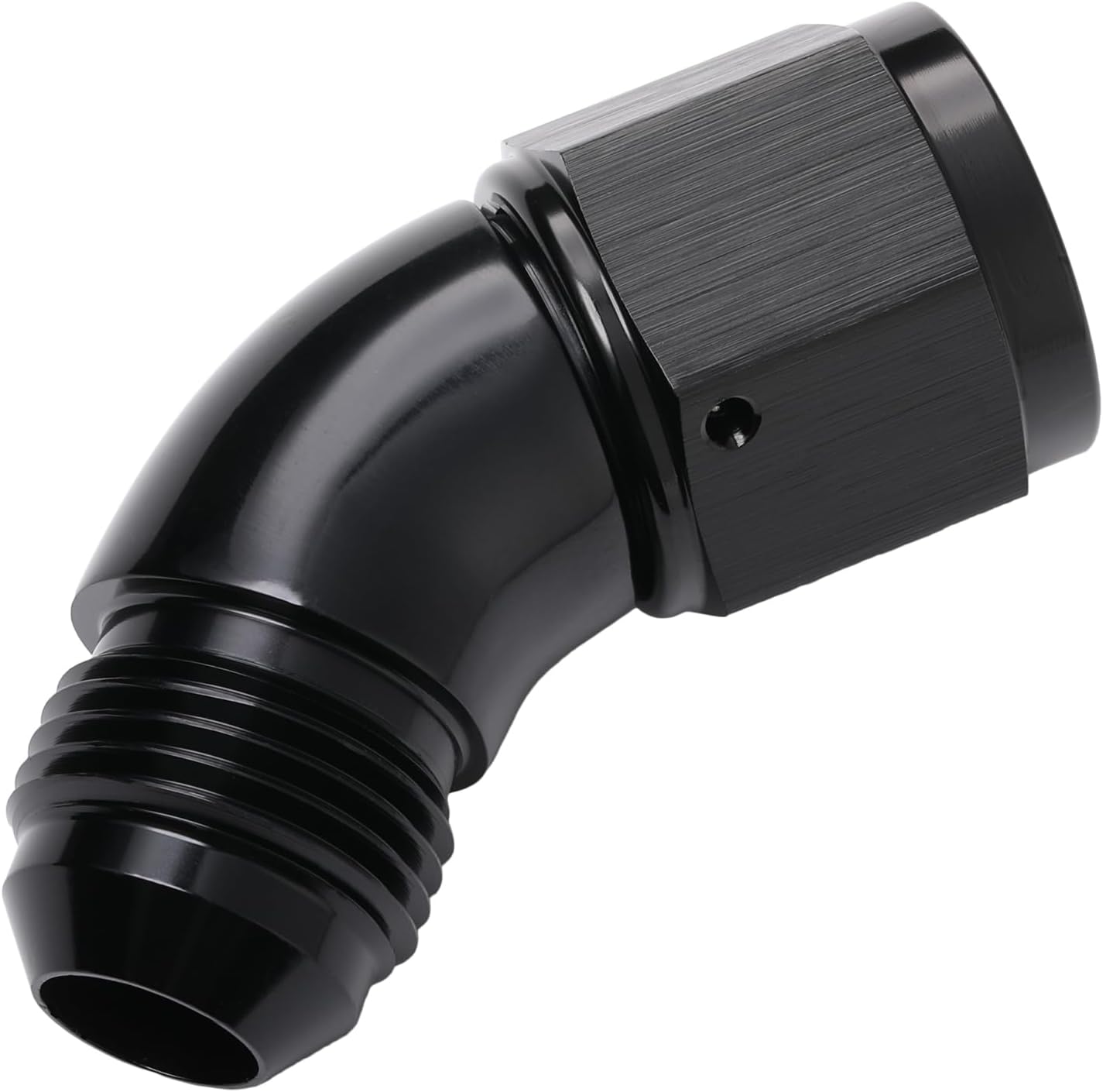 45 Degree 8AN Male to 8AN Female Swivel Full Flow Fitting Adapter Coupler Aluminum Black