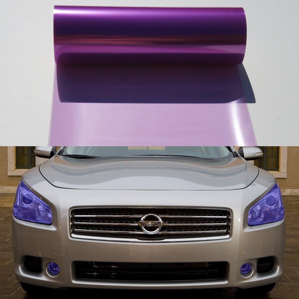 12 by 48 Inches Self Adhesive Headlight, Tail Lights, Fog Lights Tint Vinyl Film (12 X 48, Purple)