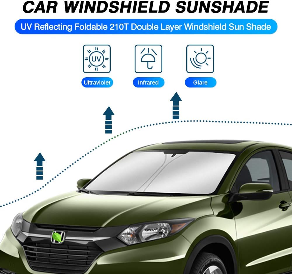 KUST Windshield Sun Shade for Honda HR-V 2016 2017 2018 2019 2020 2021 2022 HRV Sunshade Window Sun Visor Protector Foldable Blocks UV Rays Keep Your Car Cooler