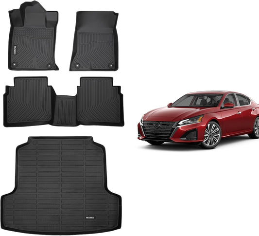 KELCSEECS Floor Mats & Cargo Liner Custom for Nissan Altima 2019-2024 All Weather Protection TPE Floor Liners Front& Rear Row Full Set Accessories Black