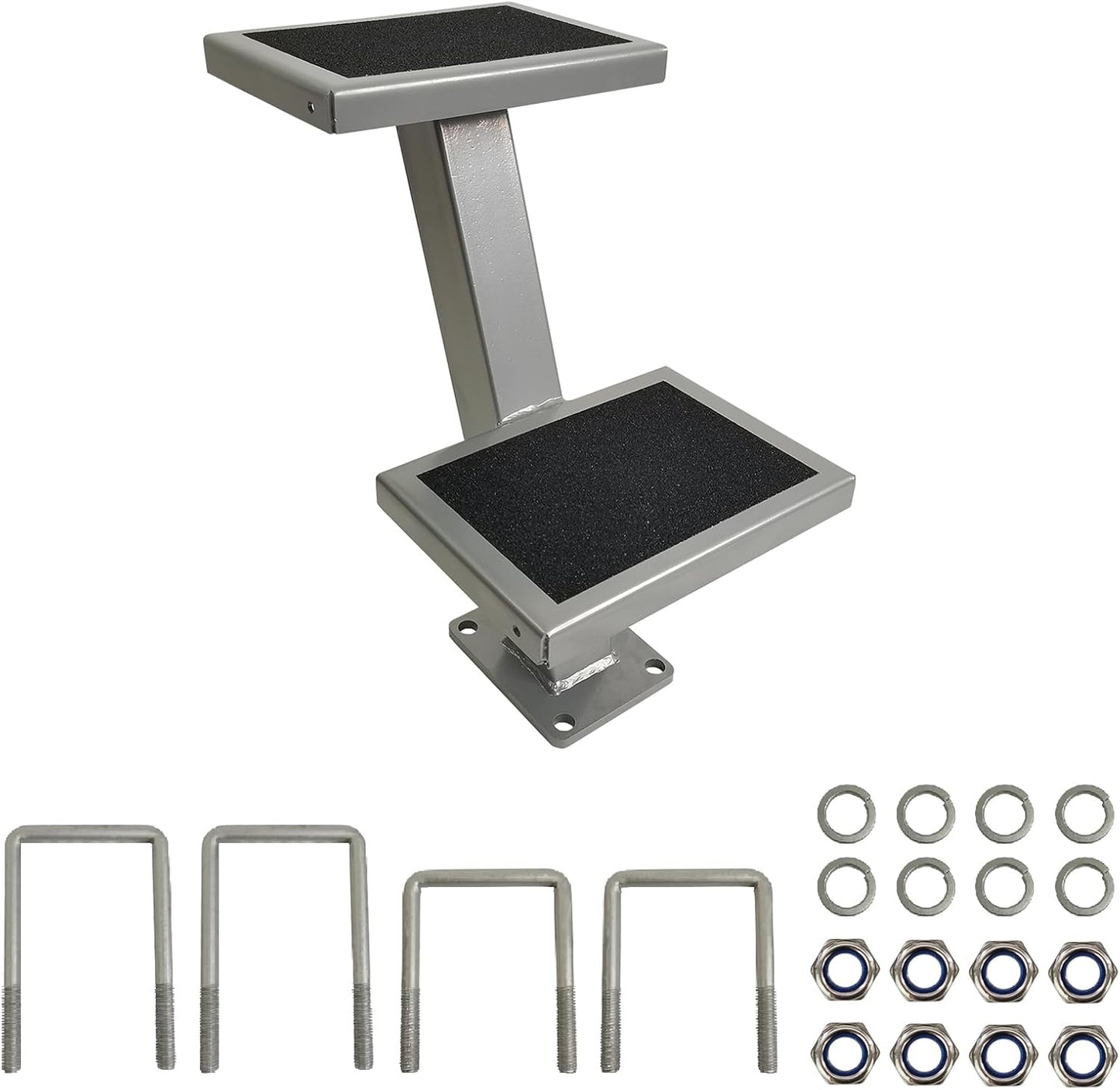 Universal 2 Double Steps Boat Trailer Ladder Boarding Step Fit for Trailer Tongue up to 3" x 4"