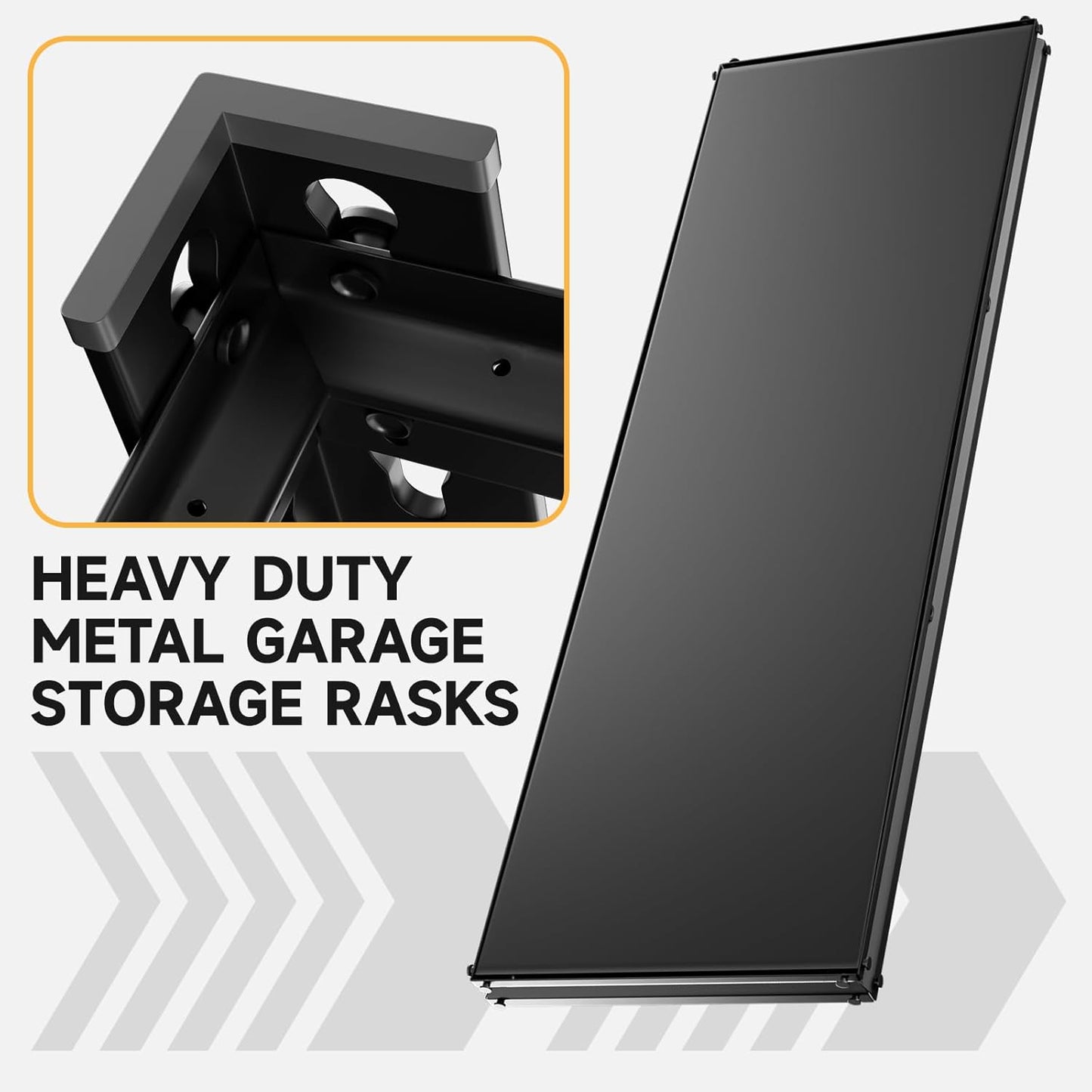 5-Tier 60”D X 20”W X 72”H Garage Shelving Heavy Duty 3000LBS Shop Shelves Heavy Duty Adjustable Unit Rack Metal Rack (Black)