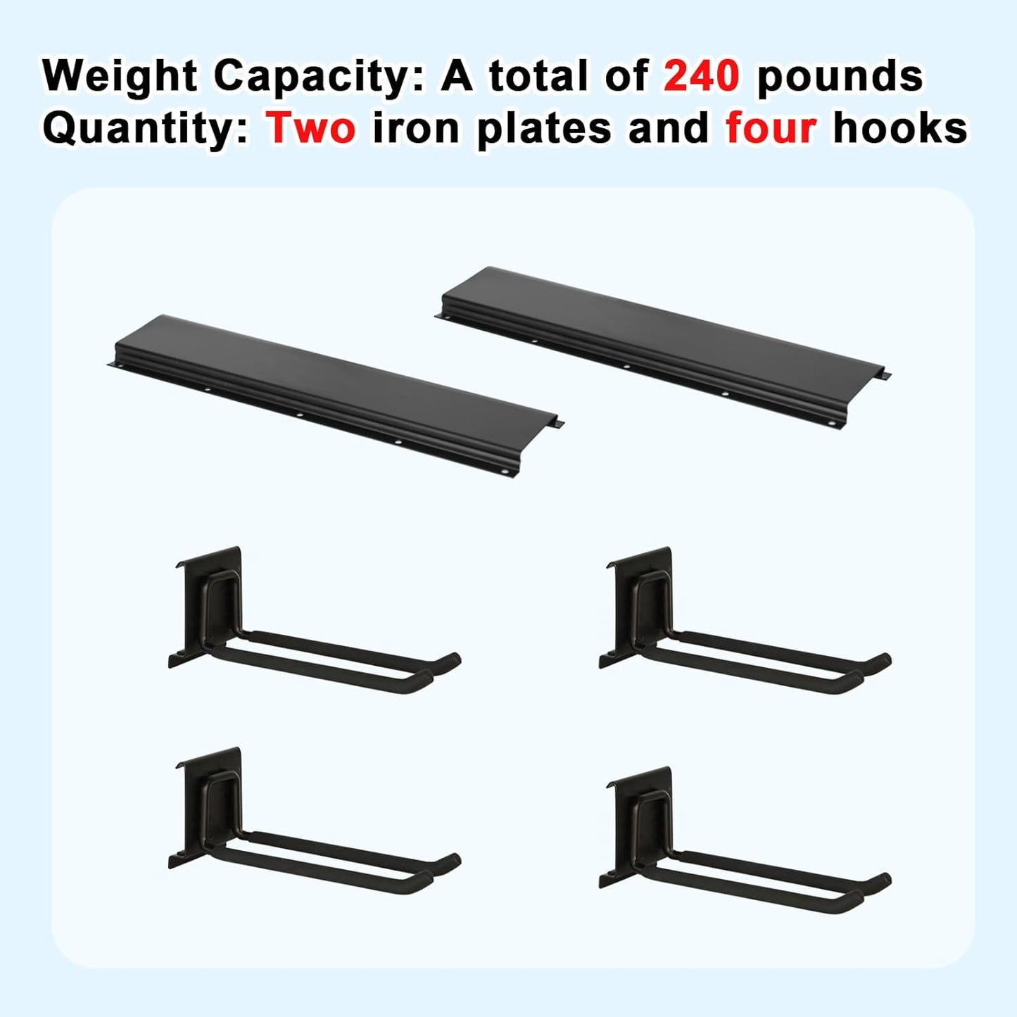 Garage Tool Organizer Wall Mount 32in- 4 Heavy Duty Hooks,240lbs Capacity, Garage Organization & Storage Rack for Broom, Rake & Snow Equipment - Tool Organizer & Men’s Gift Choice