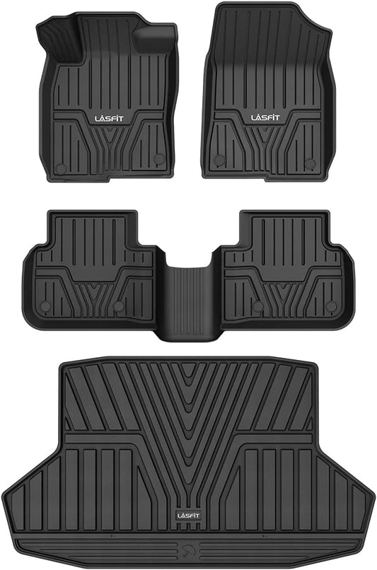 LASFIT Floor Mats and Trunk Mat for Honda Civic Sedan 2022-2025 2026 Rear with USB Ports (Not for Hatchback & 2025 Hybrid), TPE All Weather Car Floor Liners - 1st & 2nd Row & Cargo Liner, Black