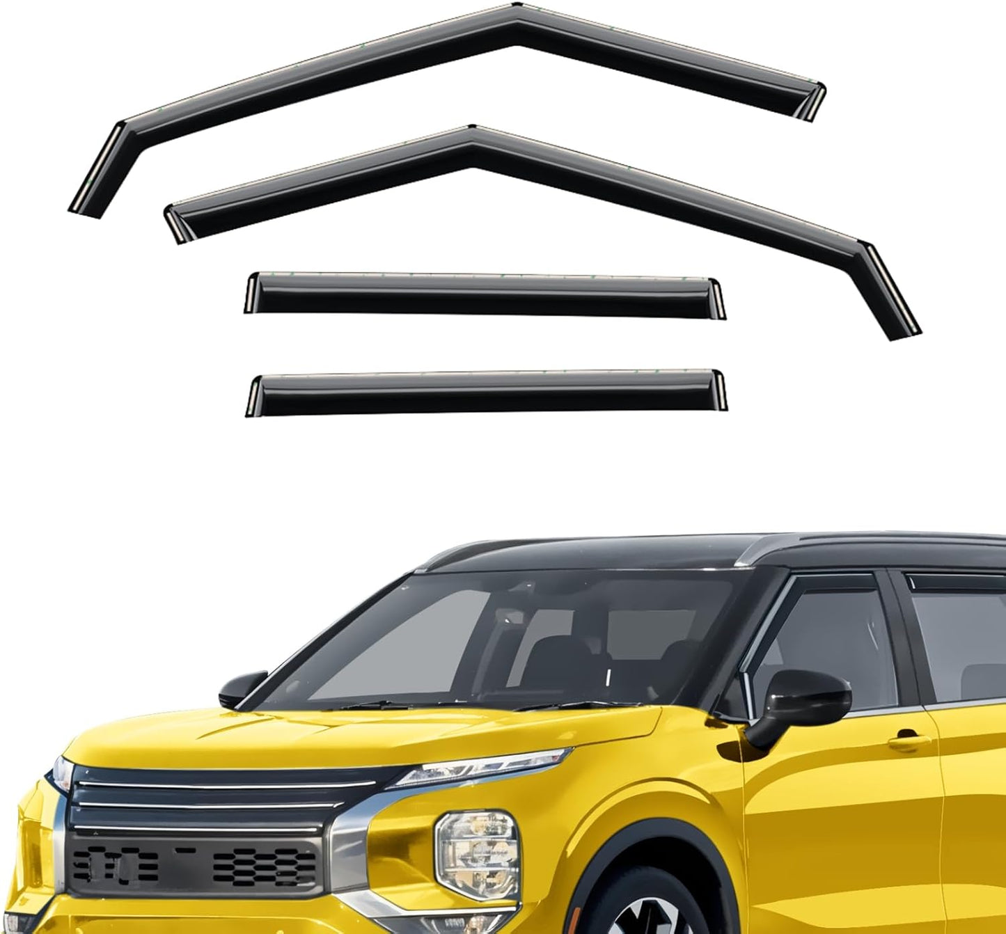 Extra Durable Window Deflectors in-Channel Window Visors Rain Guards Fit for Mitsubishi Outlander 2022-2025, Sun Visors, Wind VentVisors, Vent Shades, Exterior Car Accessories - 4 pcs. AG0848
