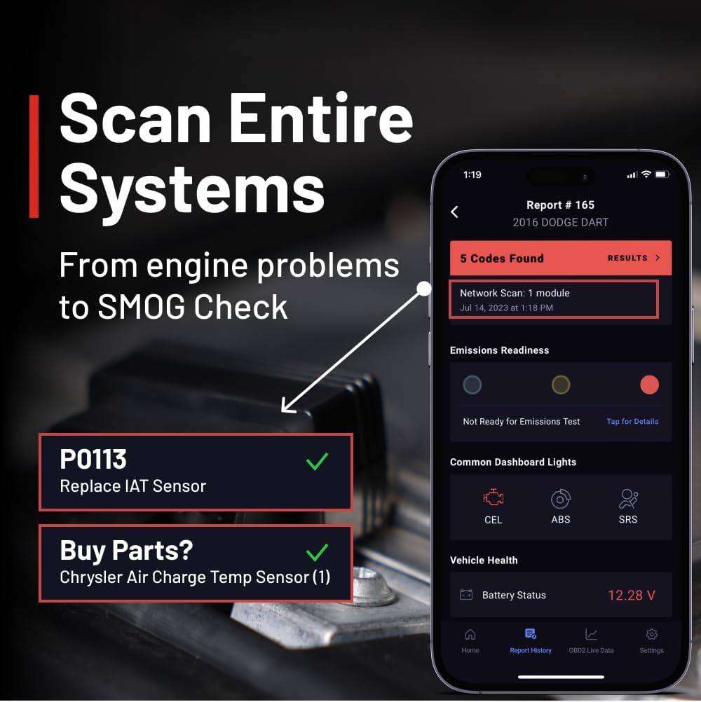 Innova 1000 Bluetooth OBD2 Scanner for iPhone & Android - Predict Car Problems Before They Happen - No Subscriptions - Detect Check Engine, ABS, SRS Issues for Cars 1996+