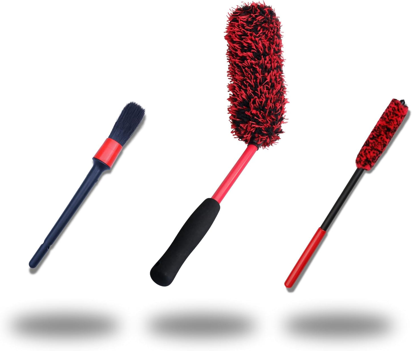 Angled Wheel Brush Kit 3 Pack- Angled Microfiber Wheel Brush, Wheel Barrel Brush, Detailing Brush Scratch Free Calipers Woolies Spoke Brush Cleans Brake Dust from Barrels& Hard to Reach Areas