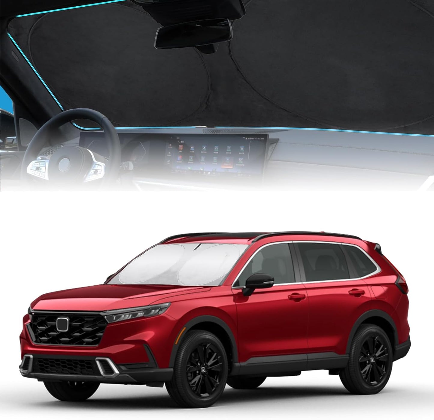 INSAUTO for 2026 CRV Windshield Sun Shade Sunshade Foldable Custom Fit 2023 2024 2025 Honda CR-V Accessories Windshield Cover Front Window Shield Blocks UV Rays and Heat Car Interior Protector