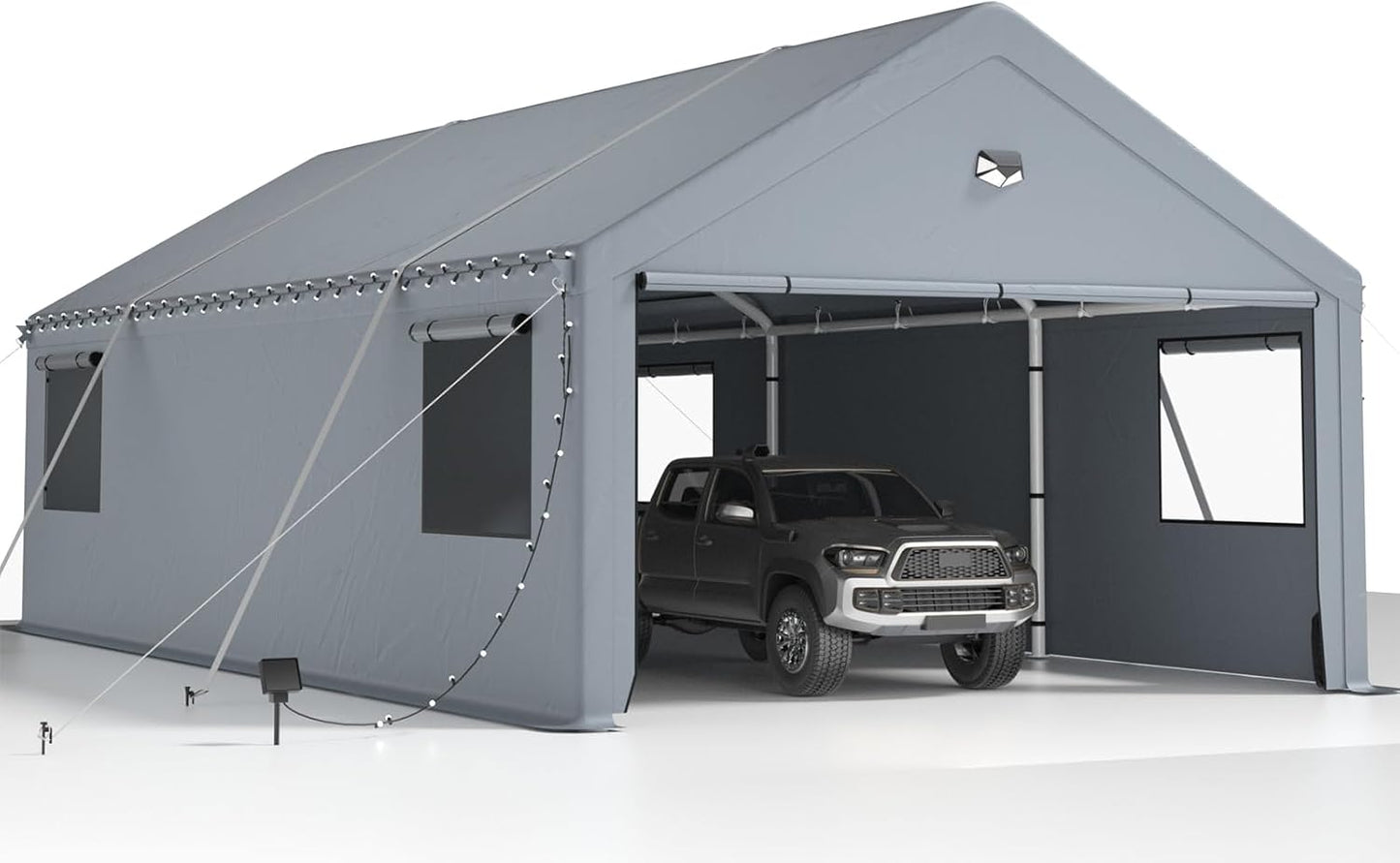Carports 13X25 Heavy Duty,Car Ports with 180G Removable Side Wall,Portable Car Port Garage,Carport Canopy, Car Shelter All Weather,Grey