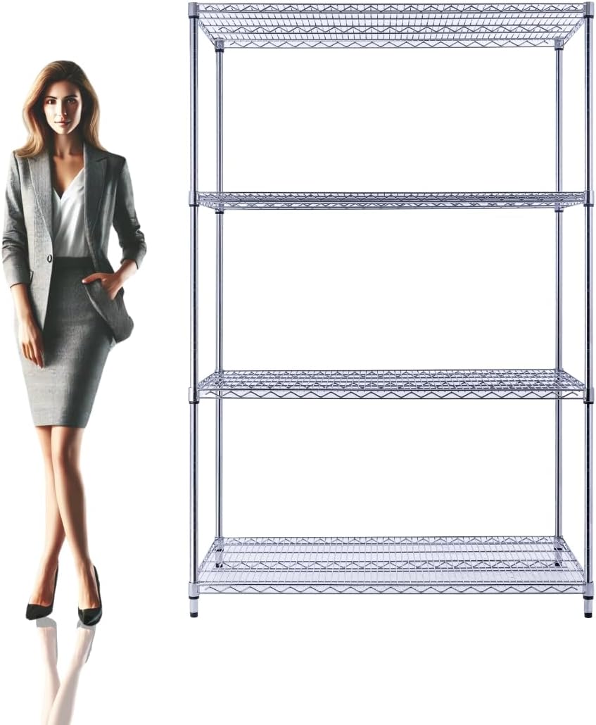 48"x24"x72" Chrome Premium Metal Steel Wire Shelving 4-Tier NSF 3200 LBS MAX Capacity Heavy Duty Storage Rack for Garages, Commercial Spaces, Hospitals, & Schools w/Premium Wheels