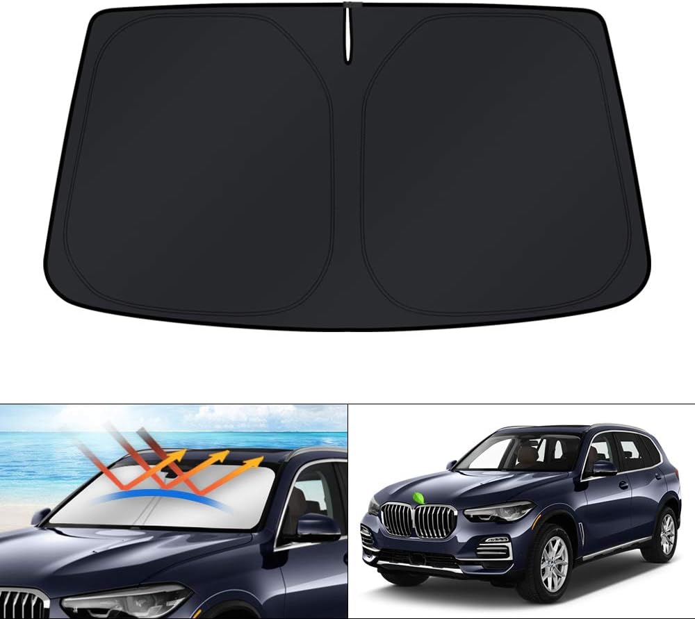 KUST Windshield Sun Shade for BMW X5 2019-2025 2026 Accessories Window Shade Sun Visor Protector Foldable Blocks UV Rays Keep Car Cooler