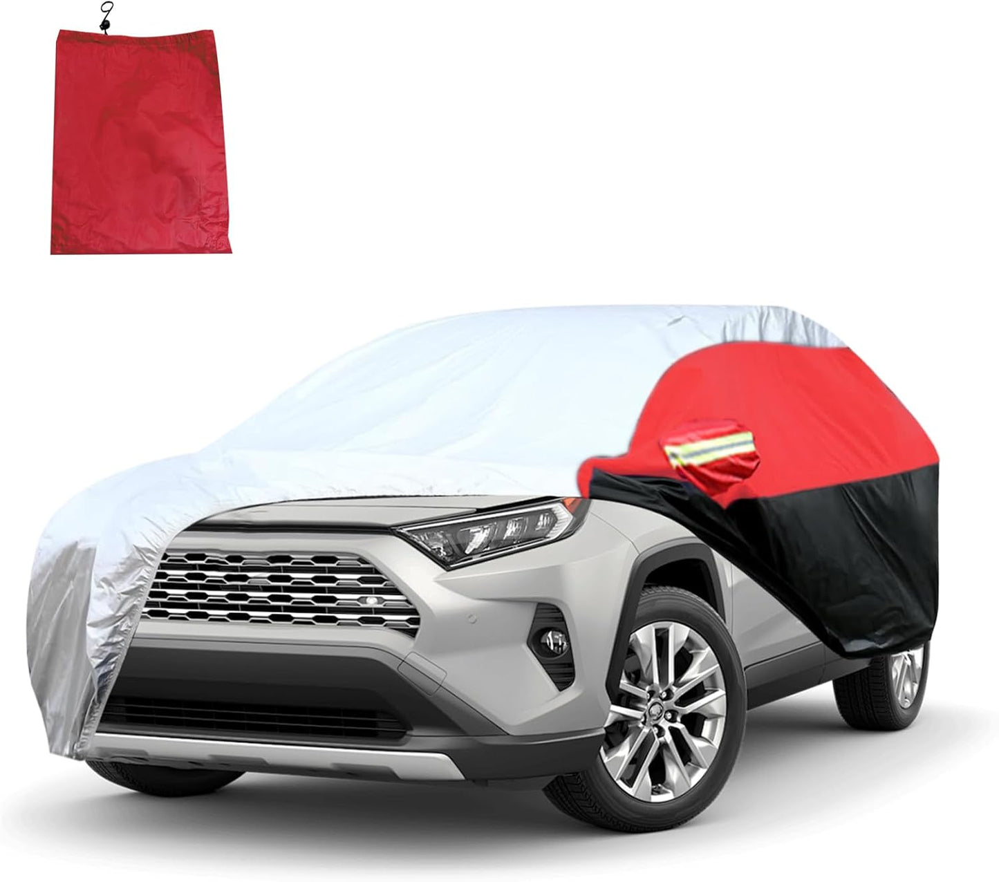 Car Cover for SUV Waterproof All Weather Snowproof UV Windproof Outdoor Full Car Jacket with Elastic Edges Adjustable Straps, Outdoor Heavy Duty Full Exterior Covers for SUV