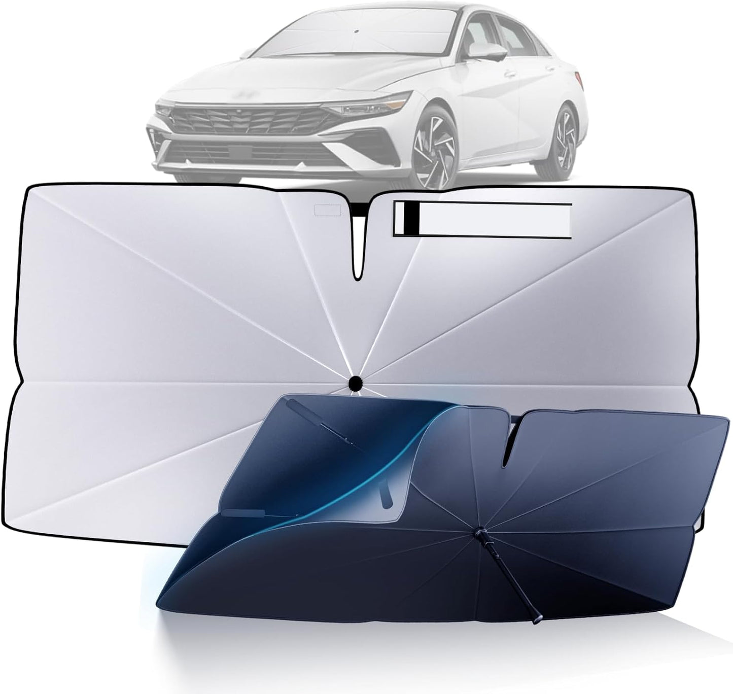 Windshield Sun Shade Umbrella for 2021-2025 Hyundai Elantra Accessories: Custom Fit 240T Silver, Double Thickened, Foldable Sunshade Window Sun Visor, Ultimate 99% UV Blocking for SE, SEL, Limited, N