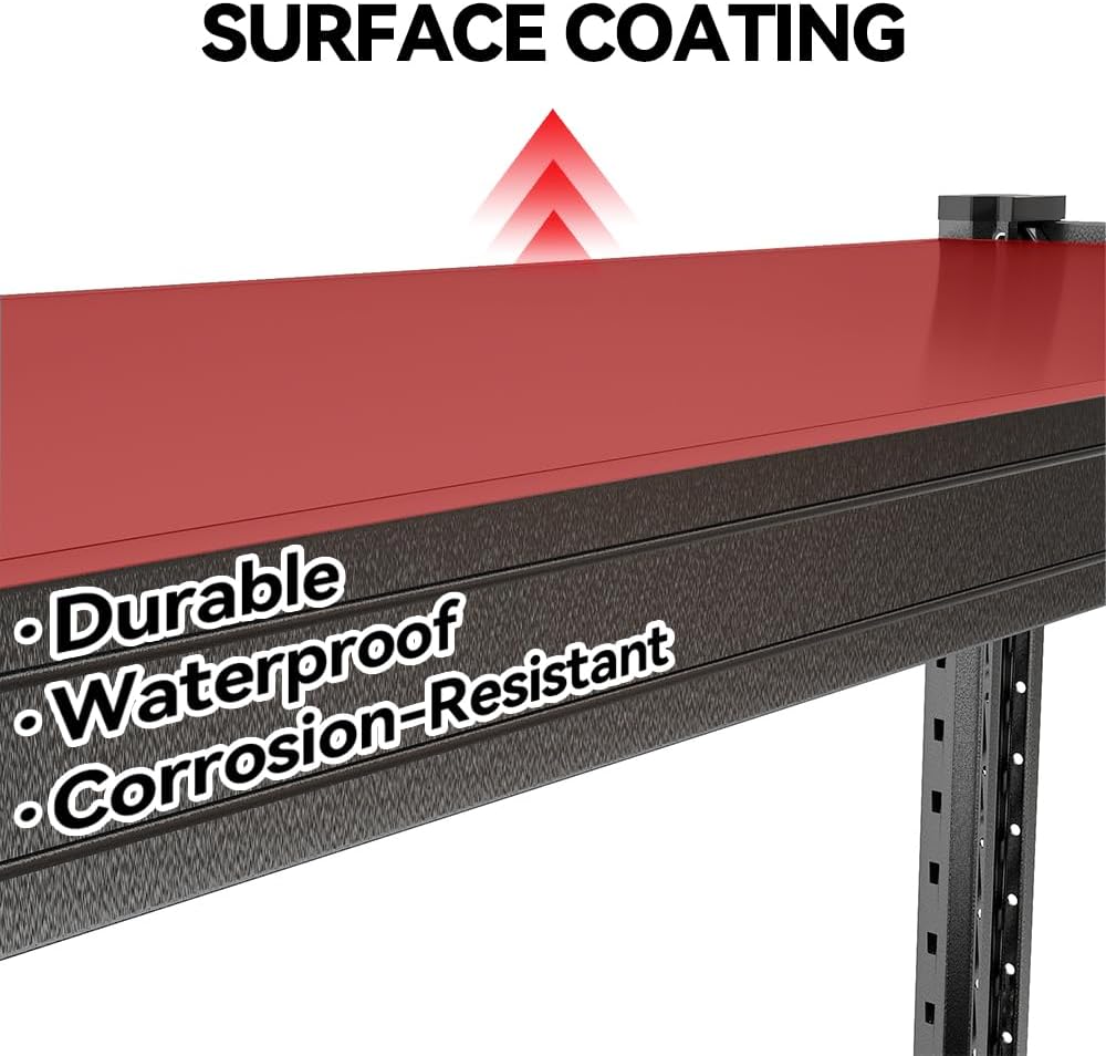 Heavy Duty Metal Storage Shelves - 5-Tier Adjustable Utility Shelf for Garage and Workshop, 51.2" W x 47.2" H x 23.6" D, Black - Ideal Organizer for Basement & Industrial Use