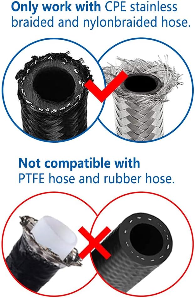 LokoCar 6AN Hose End Fitting 0 Degree Straight Swivel For CPE Braided Hose Black 2Pcs