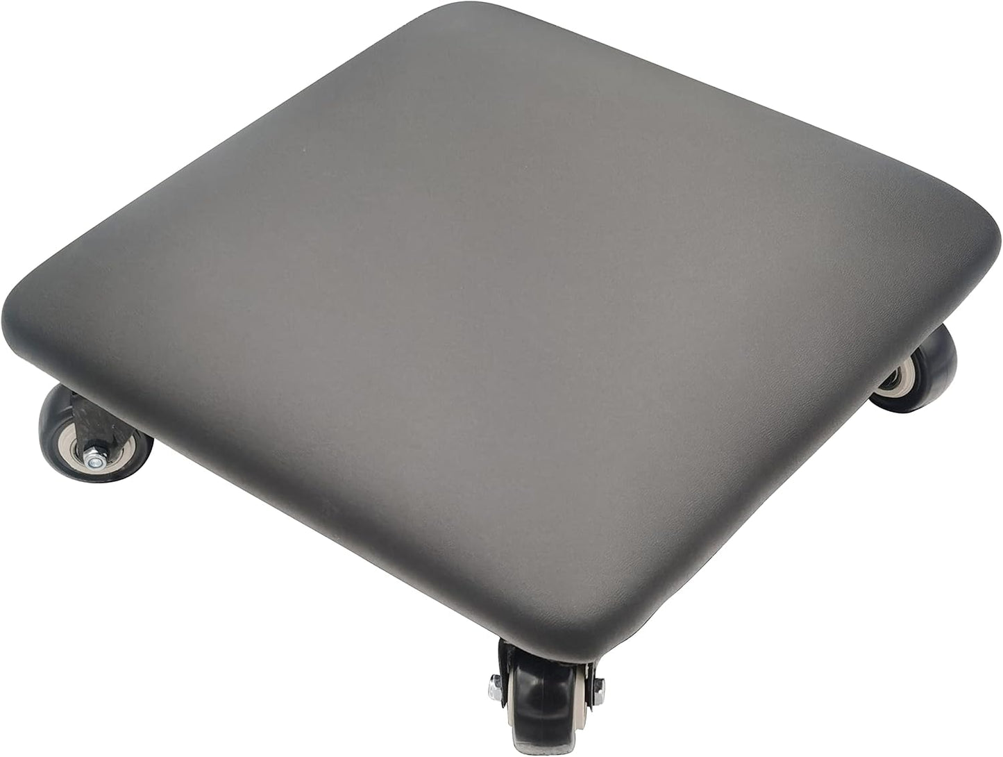 Roller Seat 360 Degree Rotating Low Stool with Wheel Chair PU Leather Universal Swivel Wheels Stool for Home Office Fitness and Garage (Square Black)