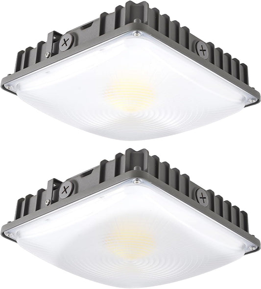 70W/45W/30W Power Selectable LED Canopy Garage Light with 3CCT (3500K/4000K/5000K), LED Parking Garage Lights 90-277V IP65 Commercial Residential Lights DLC (30W/45W/70W Power Selectable -2 PACK)