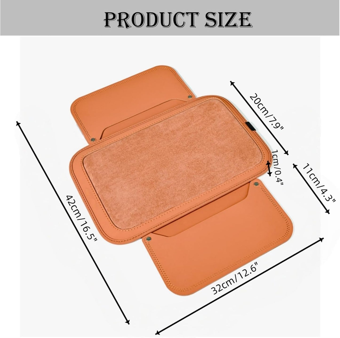 Arm Rest Cover for Car with 2 Storage Bags, Central Console Cover Armrest Pad, Suede Leather, Auto Interior Accessories for Most Vehicles, All-Season Comfort, Orange