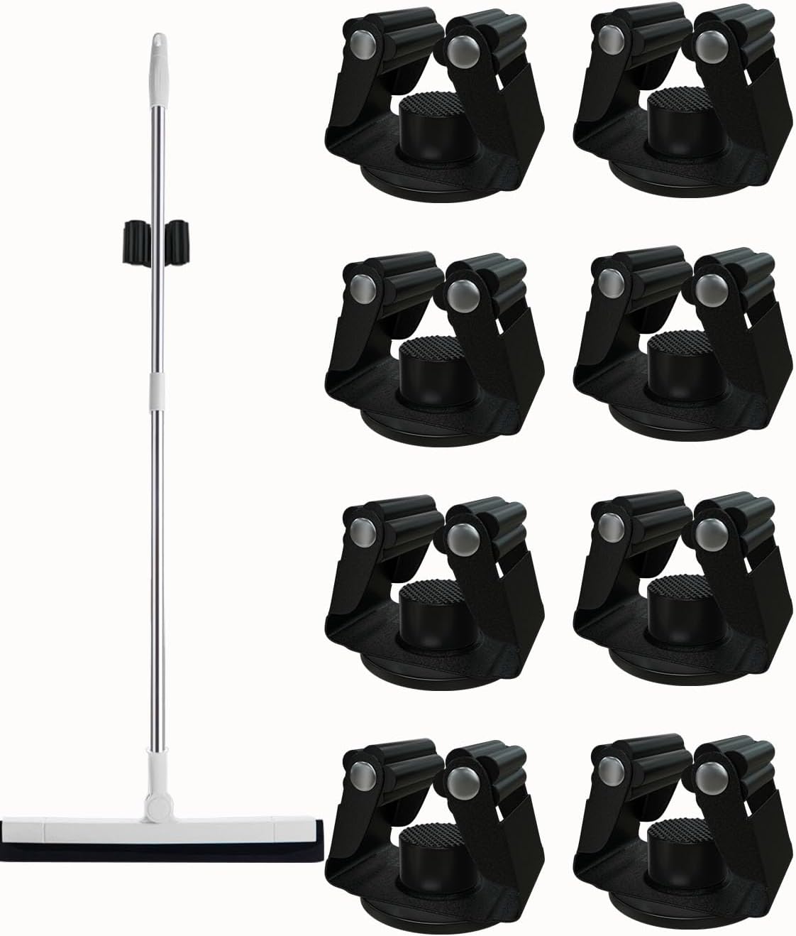 Magnetic Broom Holder Heavy Duty, Magnetic Broom and Mop Organizers for Fridge - Magnet Waterproof Mop Broom Holder for Garage Kitchen Laundry Work Shop - 8 Pack