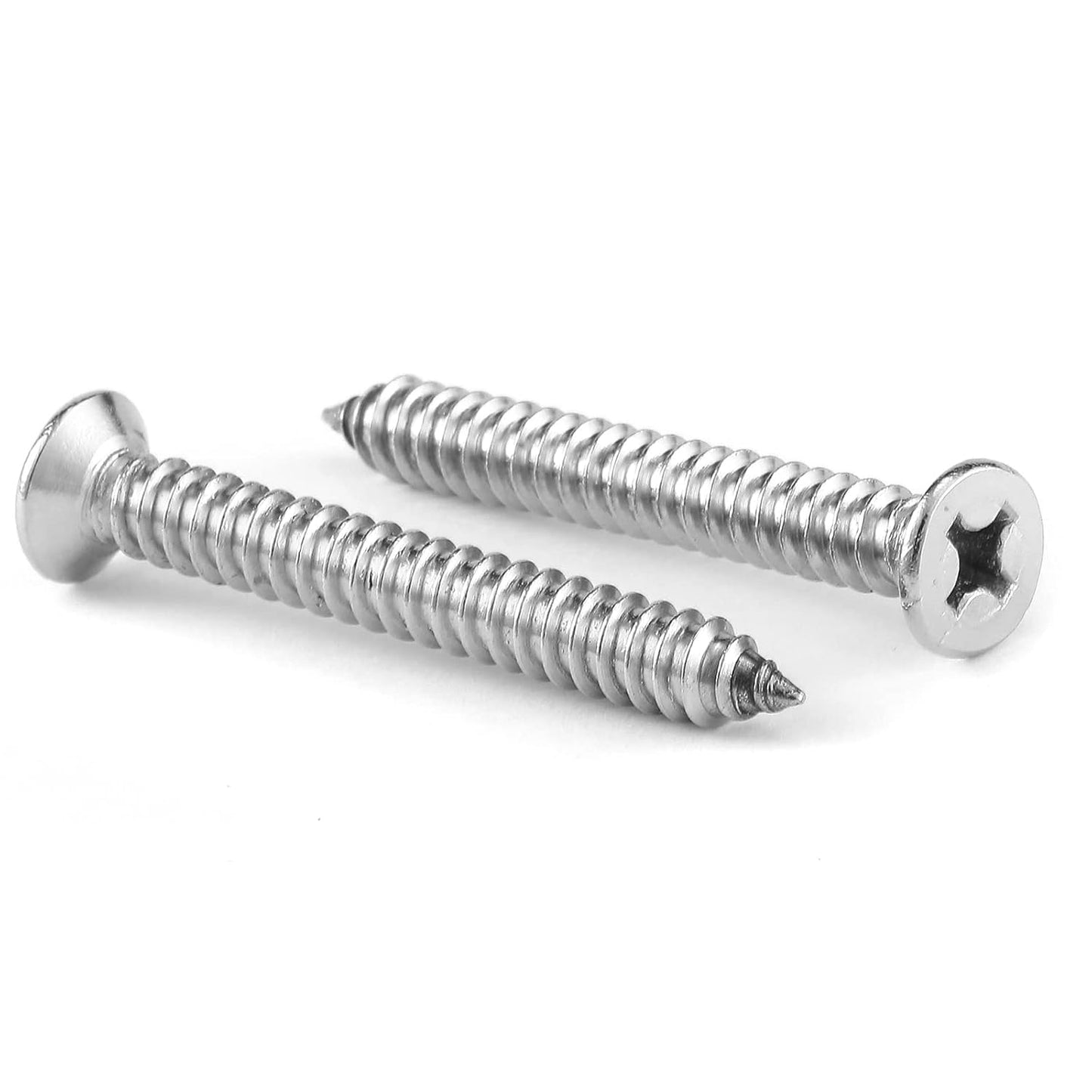 #12 x 1-1/2" Wood Screw 100Pcs 18-8 (304) Stainless Steel Screws Flat Head Phillips Fast Self Tapping Drywall Screws by SG TZH
