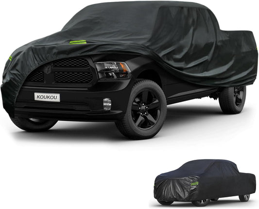 KouKou Truck Cover Waterproof All Weather, 7 Layers Heavy Duty Pickup Truck Cover Outdoor Length from 232 to 242 inches,Universal Fit Ford F150,RAM 1500 2500 3500,Toyota Tundra ect.